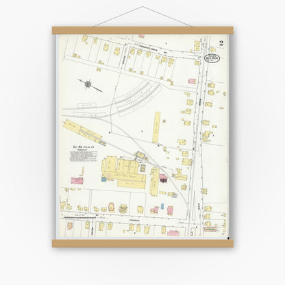 Old map wall art mockup — magnetic wood frame on white wall — Sanborn Fire Insurance Map from Big Run, Jefferson County, Pennsylvania (1910), Sheet #0002