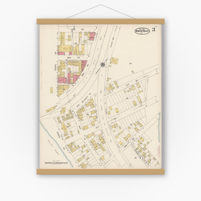 Old map wall art mockup — magnetic wood frame on white wall — Sanborn Fire Insurance Map from Newport Beach, Orange County, California (1922), Sheet #0003