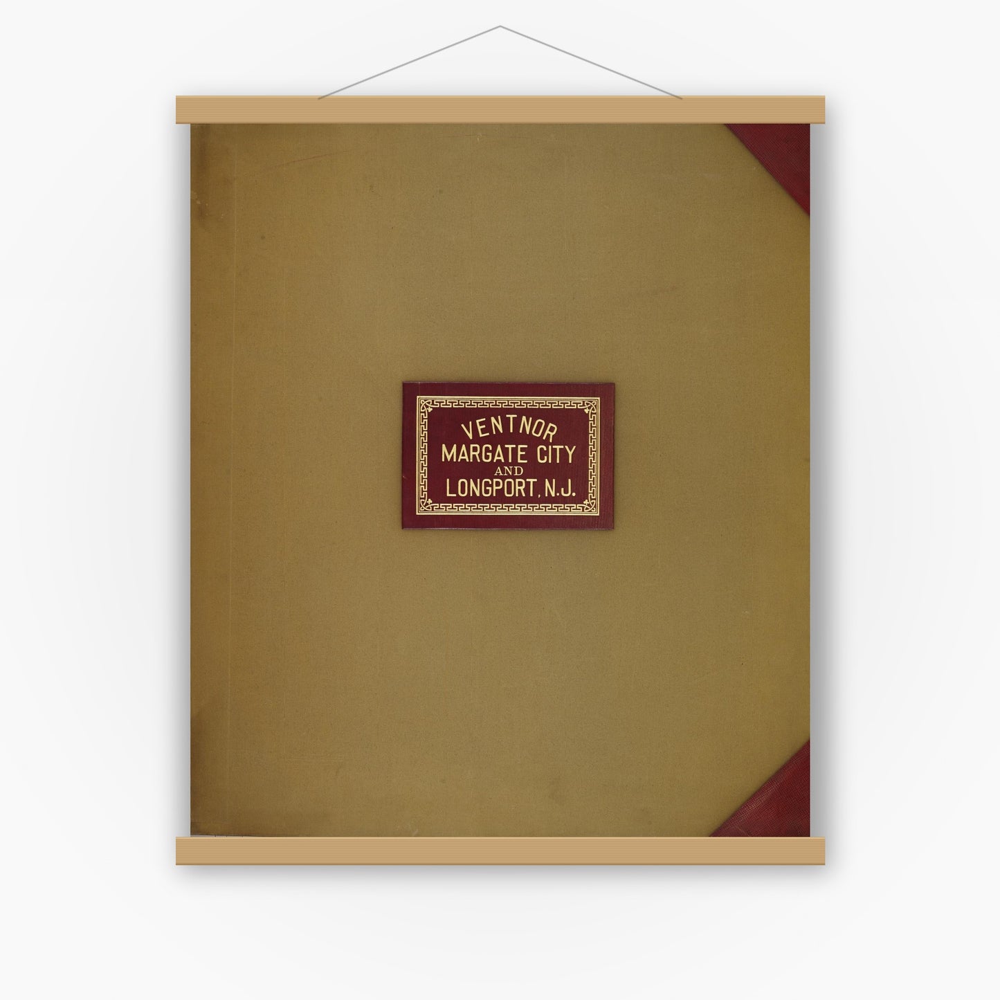 Old map wall art mockup — magnetic wood frame on white wall — Sanborn Fire Insurance Map from Ventnor, Atlantic County, New Jersey (1949), Sheet #0001
