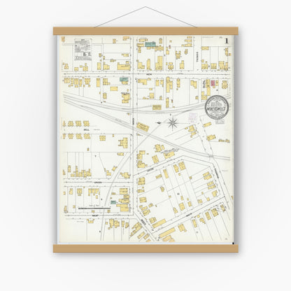 Old map wall art mockup — magnetic wood frame on white wall — Sanborn Fire Insurance Map from Miners Mills, Luzerne County, Pennsylvania (1903) - Complete Map Set