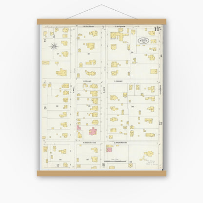 Old map wall art mockup — magnetic wood frame on white wall — Sanborn Fire Insurance Map from Paris, Lamar County, Texas (1902), Sheet #0011