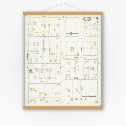 Old map wall art mockup — magnetic wood frame on white wall — Sanborn Fire Insurance Map from Jackson, Jackson County, Minnesota (1913), Sheet #0005