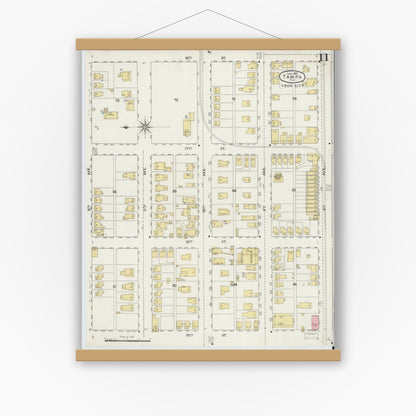 Old map wall art mockup — magnetic wood frame on white wall — Sanborn Fire Insurance Map from Tampa, Hillsborough County, Florida (1895), Sheet #0015