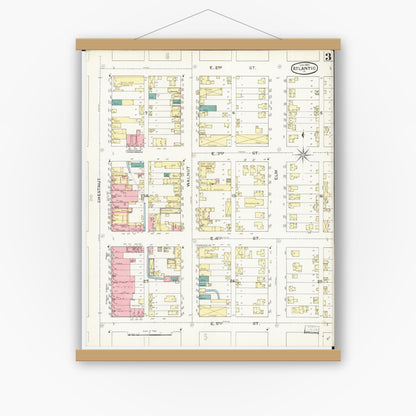 Old map wall art mockup — magnetic wood frame on white wall — Sanborn Fire Insurance Map from Atlantic, Cass County, Iowa (1893), Sheet #0003