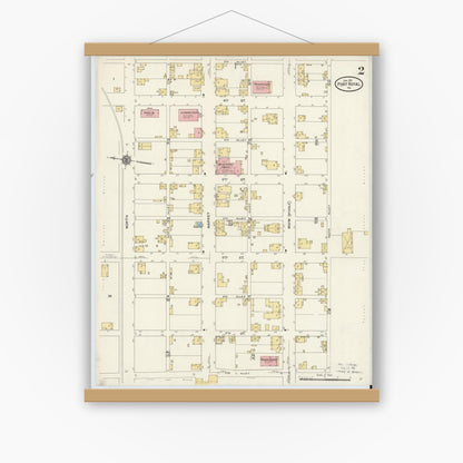 Old map wall art mockup — magnetic wood frame on white wall — Sanborn Fire Insurance Map from Port Royal, Juniata County, Pennsylvania (1911), Sheet #0002
