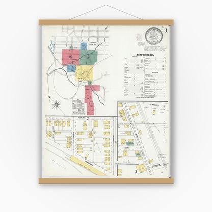 Old map wall art mockup — magnetic wood frame on white wall — Sanborn Fire Insurance Map from Ashley, Luzerne County, Pennsylvania (1903) - Complete Map Set