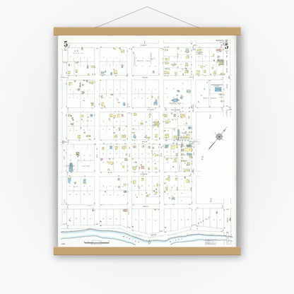 Old map wall art mockup — magnetic wood frame on white wall — Sanborn Fire Insurance Map from Bandera, Bandera County, Texas (1950), Sheet #0005