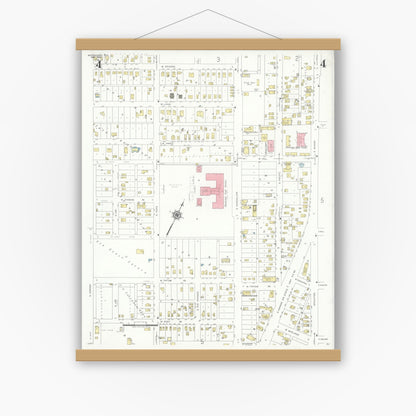Old map wall art mockup — magnetic wood frame on white wall — Sanborn Fire Insurance Map from Monahans, Ward County, Texas (1940), Sheet #0004