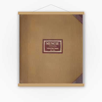 Old map wall art mockup — magnetic wood frame on white wall — Sanborn Fire Insurance Map from Muncie, Delaware County, Indiana (1950), Sheet #0001
