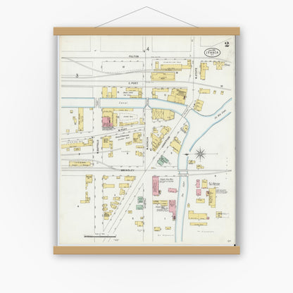 Old map wall art mockup — magnetic wood frame on white wall — Sanborn Fire Insurance Map from Ithaca, Tompkins County, New York (1898) - Complete Map Set