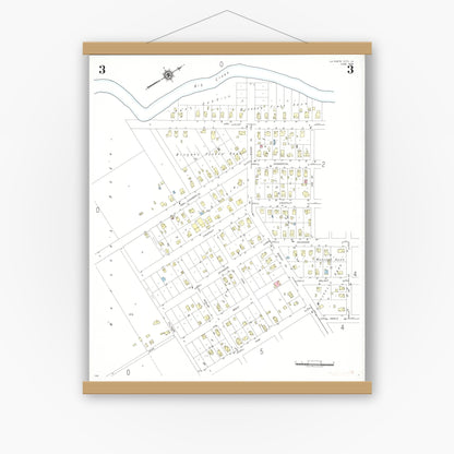 Old map wall art mockup — magnetic wood frame on white wall — Sanborn Fire Insurance Map from La Porte City, Black Hawk County, Iowa (1948), Sheet #0003