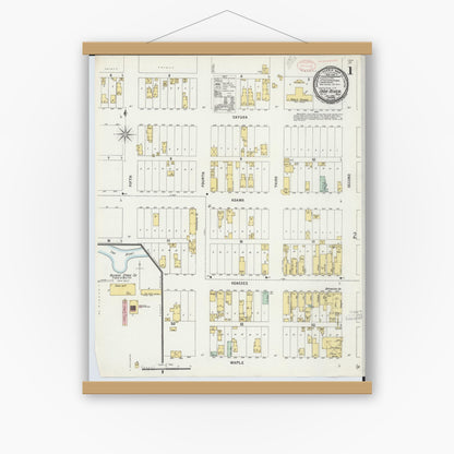 Old map wall art mockup — magnetic wood frame on white wall — Sanborn Fire Insurance Map from Iron River, Iron County, Michigan (1898) - Complete Map Set