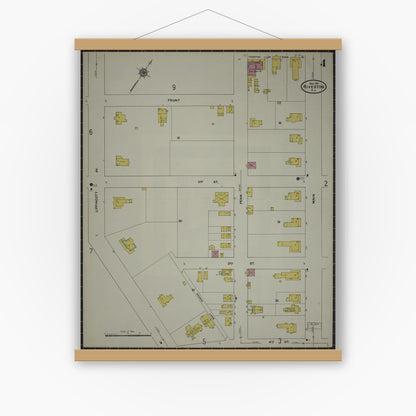 Old map wall art mockup — magnetic wood frame on white wall — Sanborn Fire Insurance Map from Riverton, Burlington County, New Jersey (1911), Sheet #0004