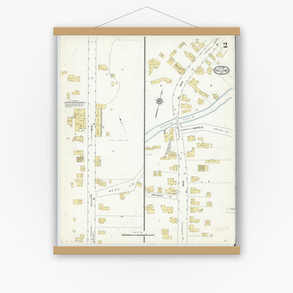 Old map wall art mockup — magnetic wood frame on white wall — Sanborn Fire Insurance Map from Holland, Erie County, New York (1912), Sheet #0002