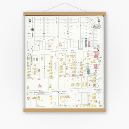 Old map wall art mockup — magnetic wood frame on white wall — Sanborn Fire Insurance Map from Royal Oak, Oakland County, Michigan (1926), Sheet #0005