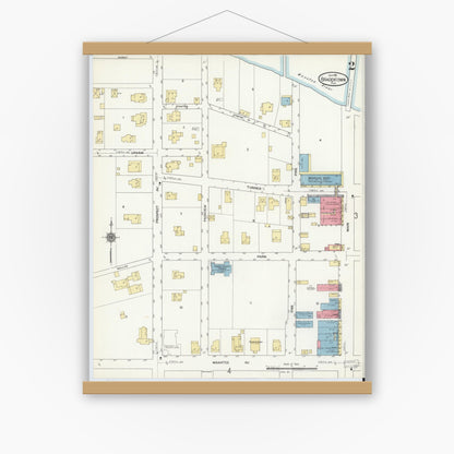 Old map wall art mockup — magnetic wood frame on white wall — Sanborn Fire Insurance Map from Bradentown, Manatee County, Florida (1911), Sheet #0002