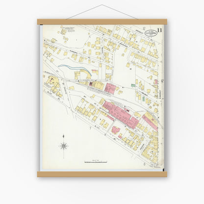 Old map wall art mockup — magnetic wood frame on white wall — Sanborn Fire Insurance Map from East Liverpool, Columbiana County, Ohio (1903), Sheet #0011