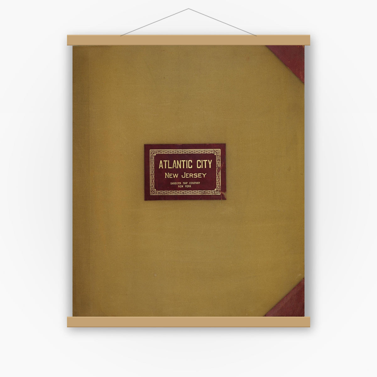 Old map wall art mockup — magnetic wood frame on white wall — Sanborn Fire Insurance Map from Atlantic City, Atlantic County, New Jersey (1949), Sheet #0001