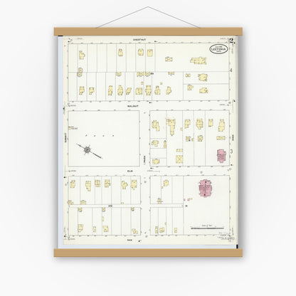 Old map wall art mockup — magnetic wood frame on white wall — Sanborn Fire Insurance Map from Leetonia, Columbiana County, Ohio (1910), Sheet #0002