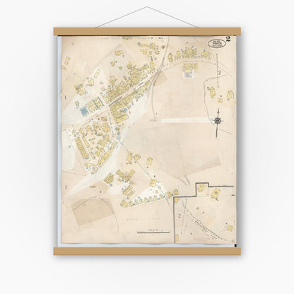 Old map wall art mockup — magnetic wood frame on white wall — Sanborn Fire Insurance Map from Pahoa, Hawaii County, Hawaii (1956), Sheet #0002