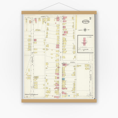 Old map wall art mockup — magnetic wood frame on white wall — Sanborn Fire Insurance Map from Myerstown, Lebanon County, Pennsylvania (1913), Sheet #0002