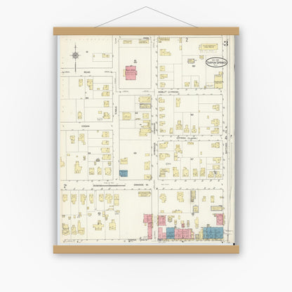 Old map wall art mockup — magnetic wood frame on white wall — Sanborn Fire Insurance Map from Tarpon Springs, Pinellas County, Florida (1913), Sheet #0003