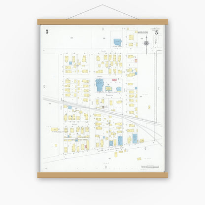 Old map wall art mockup — magnetic wood frame on white wall — Sanborn Fire Insurance Map from Lakeside, Ottawa County, Ohio (1946), Sheet #0005