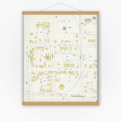 Old map wall art mockup — magnetic wood frame on white wall — Sanborn Fire Insurance Map from Palatka, Putnam County, Florida (1903), Sheet #0011
