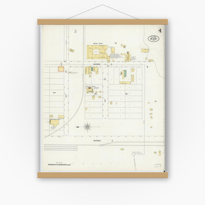 Old map wall art mockup — magnetic wood frame on white wall — Sanborn Fire Insurance Map from Miami, Dade County, Florida (1899), Sheet #0004