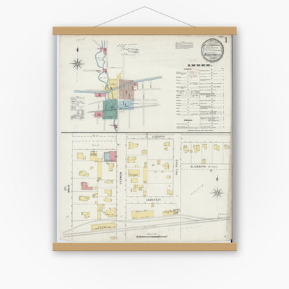 Old map wall art mockup — magnetic wood frame on white wall — Sanborn Fire Insurance Map from Middleport, Niagara County, New York (1894) - Complete Map Set