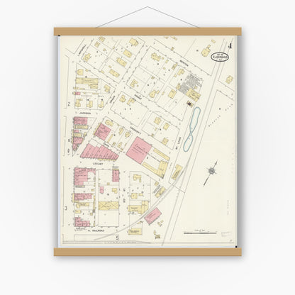 Old map wall art mockup — magnetic wood frame on white wall — Sanborn Fire Insurance Map from Eldorado, Saline County, Illinois (1911), Sheet #0004