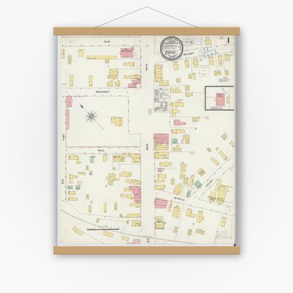 Old map wall art mockup — magnetic wood frame on white wall — Sanborn Fire Insurance Map from Girard, Erie County, Pennsylvania (1898) - Complete Map Set