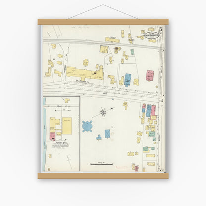 Old map wall art mockup — magnetic wood frame on white wall — Sanborn Fire Insurance Map from Great Barrington, Berkshire County, Massachusetts (1898), Sheet #0005