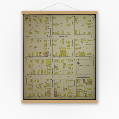 Old map wall art mockup — magnetic wood frame on white wall — Sanborn Fire Insurance Map from Kenosha, Kenosha County, Wisconsin. (1918), Sheet 7
