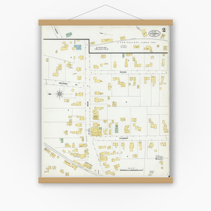 Old map wall art mockup — magnetic wood frame on white wall — Sanborn Fire Insurance Map from Hyannis, Barnstable County, Massachusetts (1901), Sheet #0003