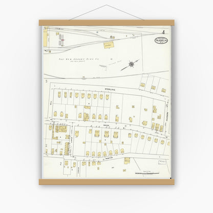 Old map wall art mockup — magnetic wood frame on white wall — Sanborn Fire Insurance Map from Franklin, Sussex County, New Jersey (1920), Sheet #0004