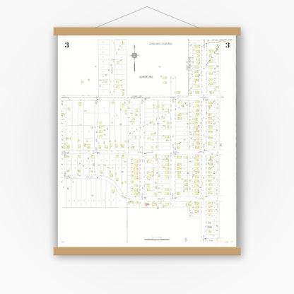 Old map wall art mockup — magnetic wood frame on white wall — Sanborn Fire Insurance Map from Valley Junction, Polk County, Iowa (1937), Sheet #0003