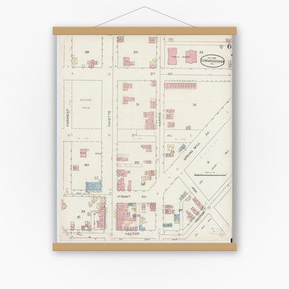 Old map wall art mockup — magnetic wood frame on white wall — Sanborn Fire Insurance Map from Conshohocken, Montgomery County, Pennsylvania (1886), Sheet #0006