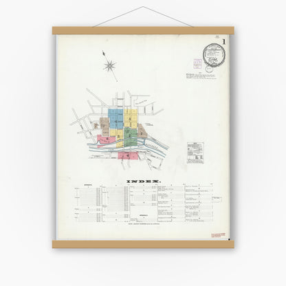 Old map wall art mockup — magnetic wood frame on white wall — Sanborn Fire Insurance Map from Clyde, Wayne County, New York (1901) - Complete Map Set