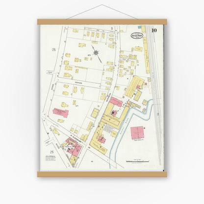 Old map wall art mockup — magnetic wood frame on white wall — Sanborn Fire Insurance Map from Hyde Park, Norfolk County, Massachusetts (1917), Sheet #0010