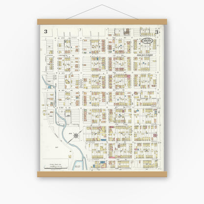Old map wall art mockup — magnetic wood frame on white wall — Sanborn Fire Insurance Map from Juniata, Blair County, Pennsylvania (1925), Sheet #0003