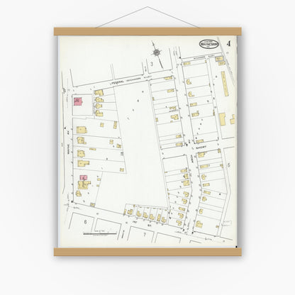 Old map wall art mockup — magnetic wood frame on white wall — Sanborn Fire Insurance Map from Waynesboro, Independent Cities, Virginia (1920), Sheet #0004