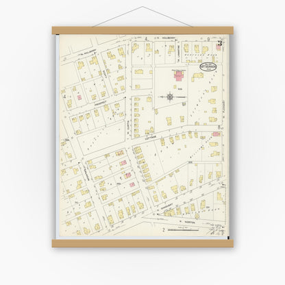 Old map wall art mockup — magnetic wood frame on white wall — Sanborn Fire Insurance Map from Mount Vernon, Knox County, Ohio (1913), Sheet #0003