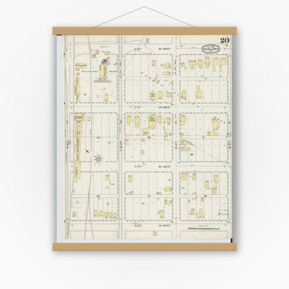 Old map wall art mockup — magnetic wood frame on white wall — Sanborn Fire Insurance Map from Ashland, Ashland County, Wisconsin (1895), Sheet #0020