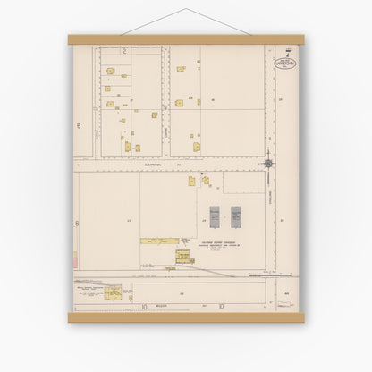 Old map wall art mockup — magnetic wood frame on white wall — Sanborn Fire Insurance Map from Lankershim, Los Angeles County, California (1922), Sheet #0007