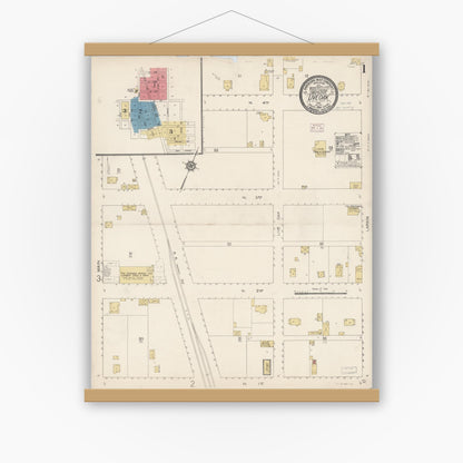 Old map wall art mockup — magnetic wood frame on white wall — Sanborn Fire Insurance Map from Live Oak, Sutter County, California (1914) - Complete Map Set