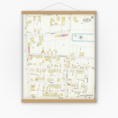 Old map wall art mockup — magnetic wood frame on white wall — Sanborn Fire Insurance Map from Saint Augustine, Saint John's County, Florida (1899), Sheet #0008