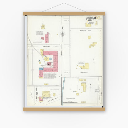 Old map wall art mockup — magnetic wood frame on white wall — Sanborn Fire Insurance Map from South Haven, Van Buren County, Michigan (1908), Sheet #0009