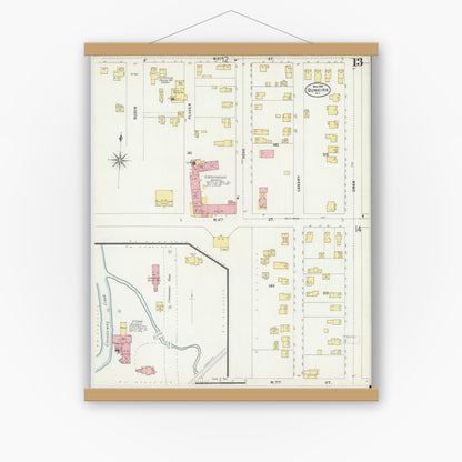Old map wall art mockup — magnetic wood frame on white wall — Sanborn Fire Insurance Map from Dunkirk, Chautauqua County, New York (1898), Sheet #0013