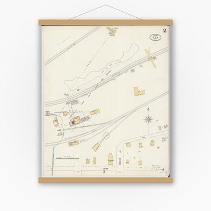 Old map wall art mockup — magnetic wood frame on white wall — Sanborn Fire Insurance Map from Ely, Saint Louis County, Minnesota (1897), Sheet #0002